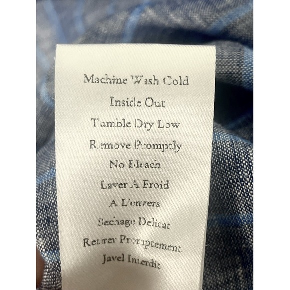 FRANK + EILEEN Eileen Relaxed Button Up Shirt Blue Stripe Italian Linen Size L - Picture 5 of 9